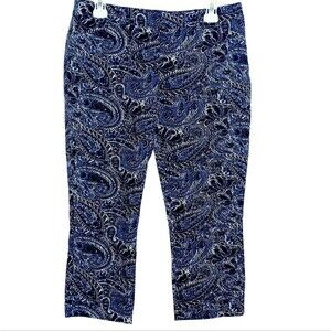 ADRIENNE VITTADINI Women’s Blue Paisley Cropped Pants 6 Stretch Boho Chic